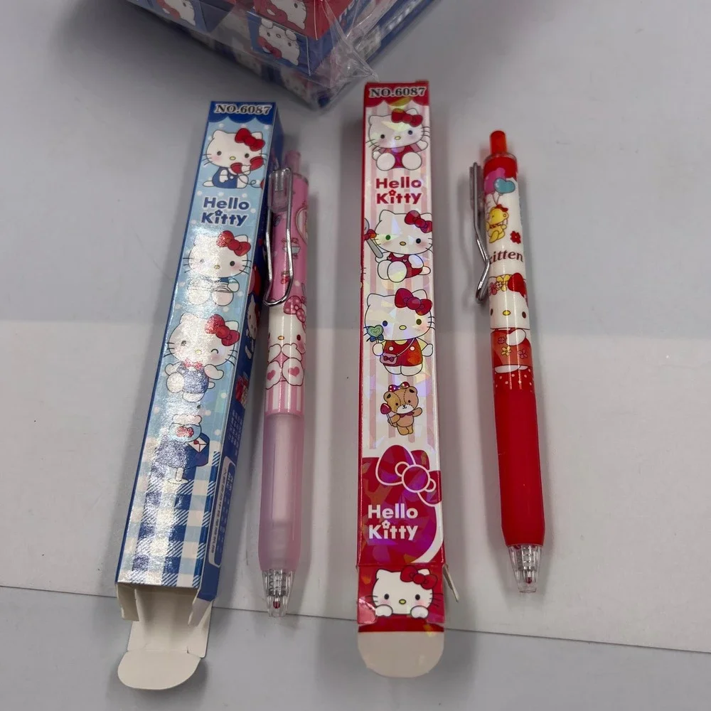Hello Kitty Press Gel Ink Pens Lot of 24 Sealed Packs Red Blue No. 6087 Sanrio
